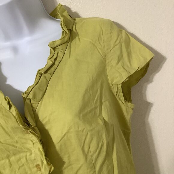 Vintage Y2K Green Fairycore Cottagecore Fairy Ruffle Cotton Button Up Top Sz 10 - Picture 3 of 12